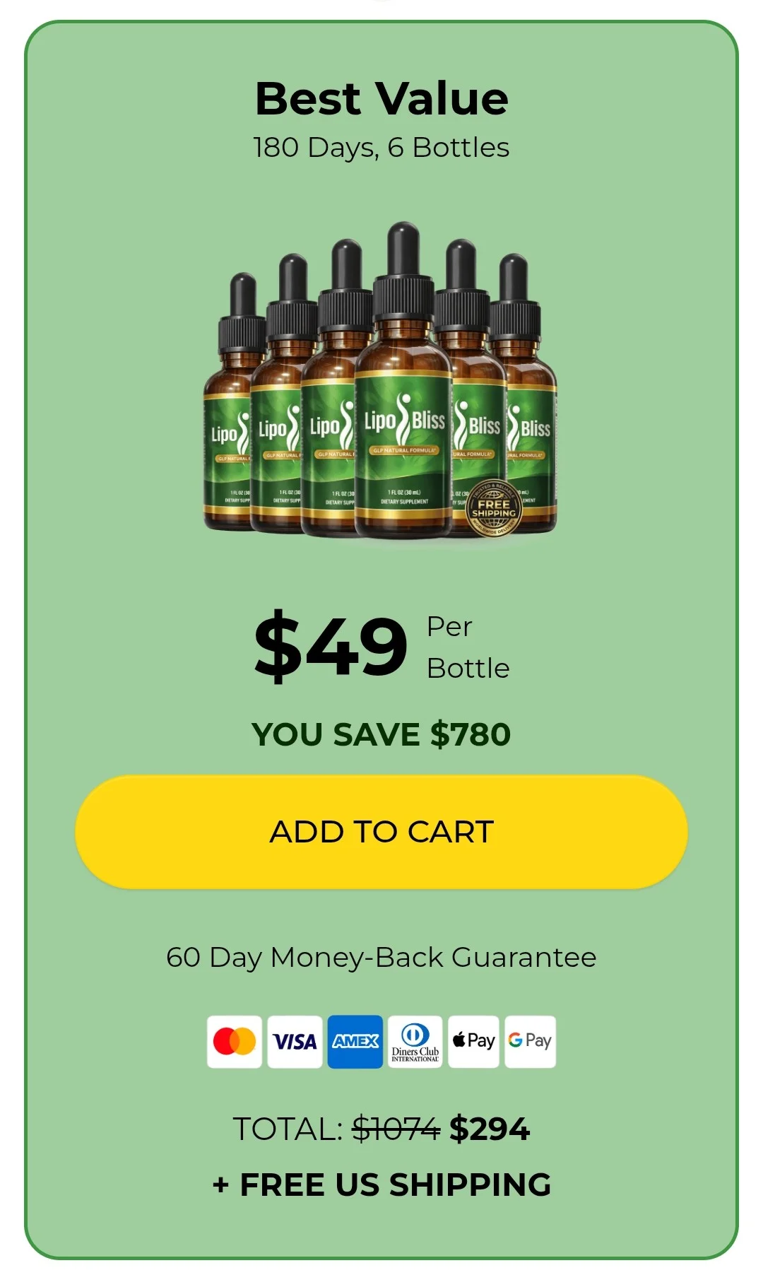 LipoBliss™ 6 bottles pricing